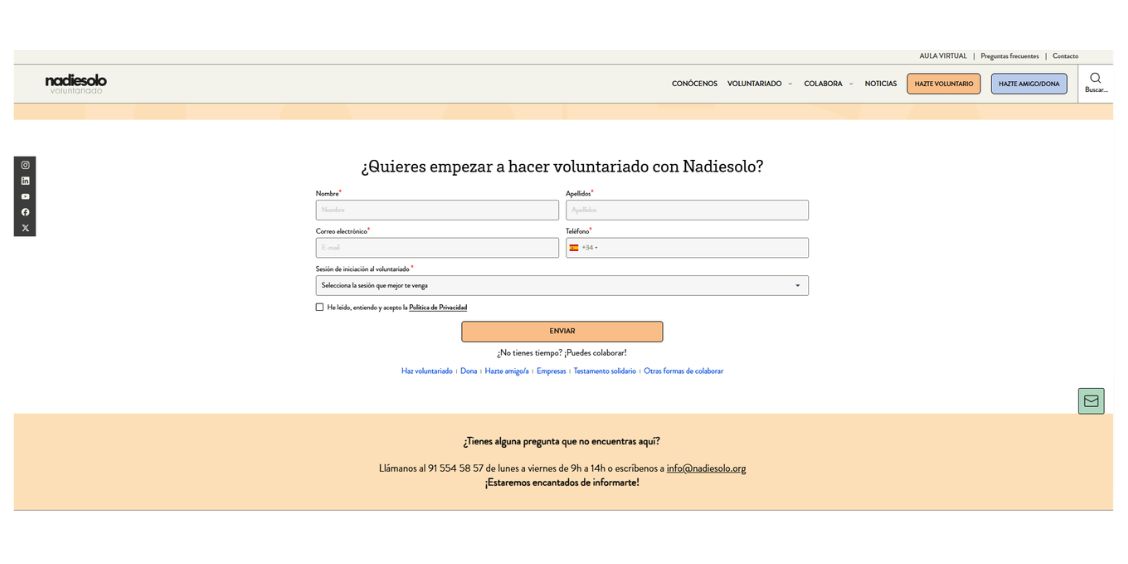 Plan para el nuevo curso; inscribirme en una sesión de iniciación al voluntariado de Nadiesolo